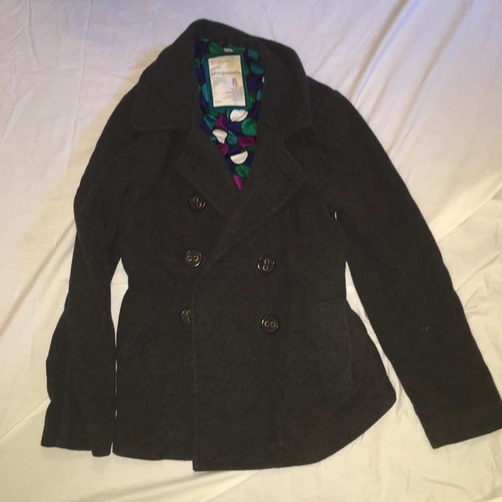 Aeropostale wool coal with polka dot lining